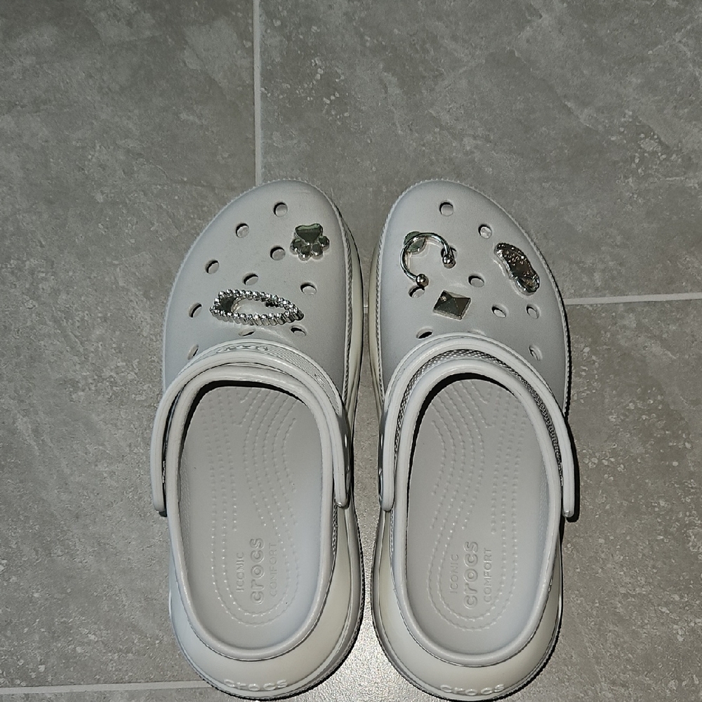 CROCS White Slippers with Perforated Design